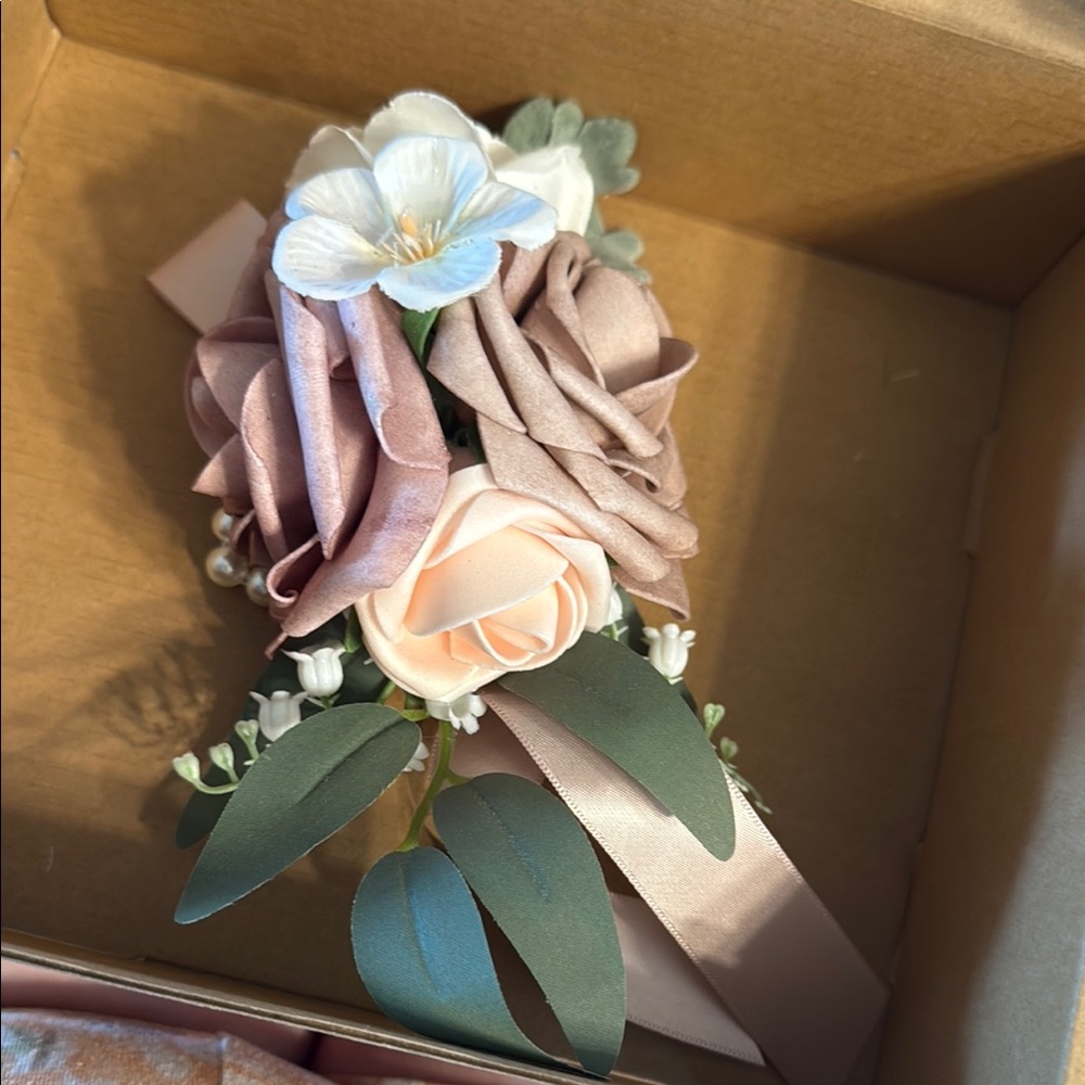 Elegant Floral Corsage with Ribbon - silk - forever corsage